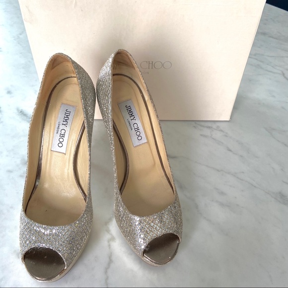 Jimmy Choo Crown Gold Silver Champagne Heel - Picture 12 of 16